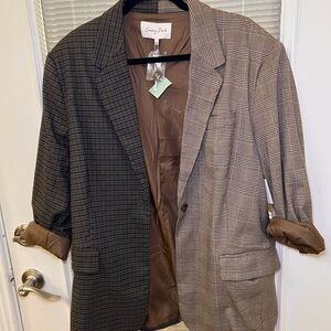 Emory Park Black and Tan Plaid Blazer